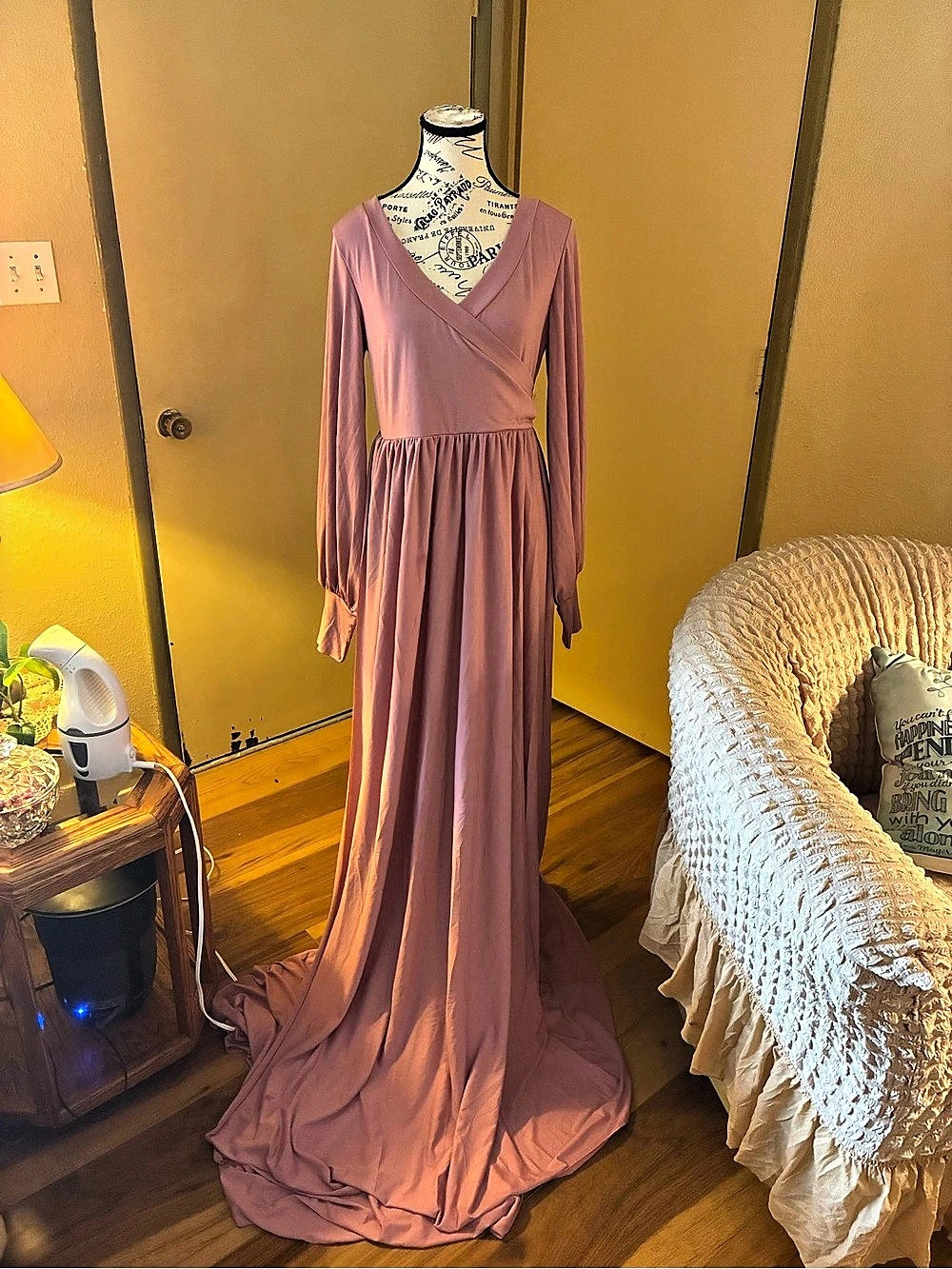Maxi Wrap Dress in Pink Size Medium Like New